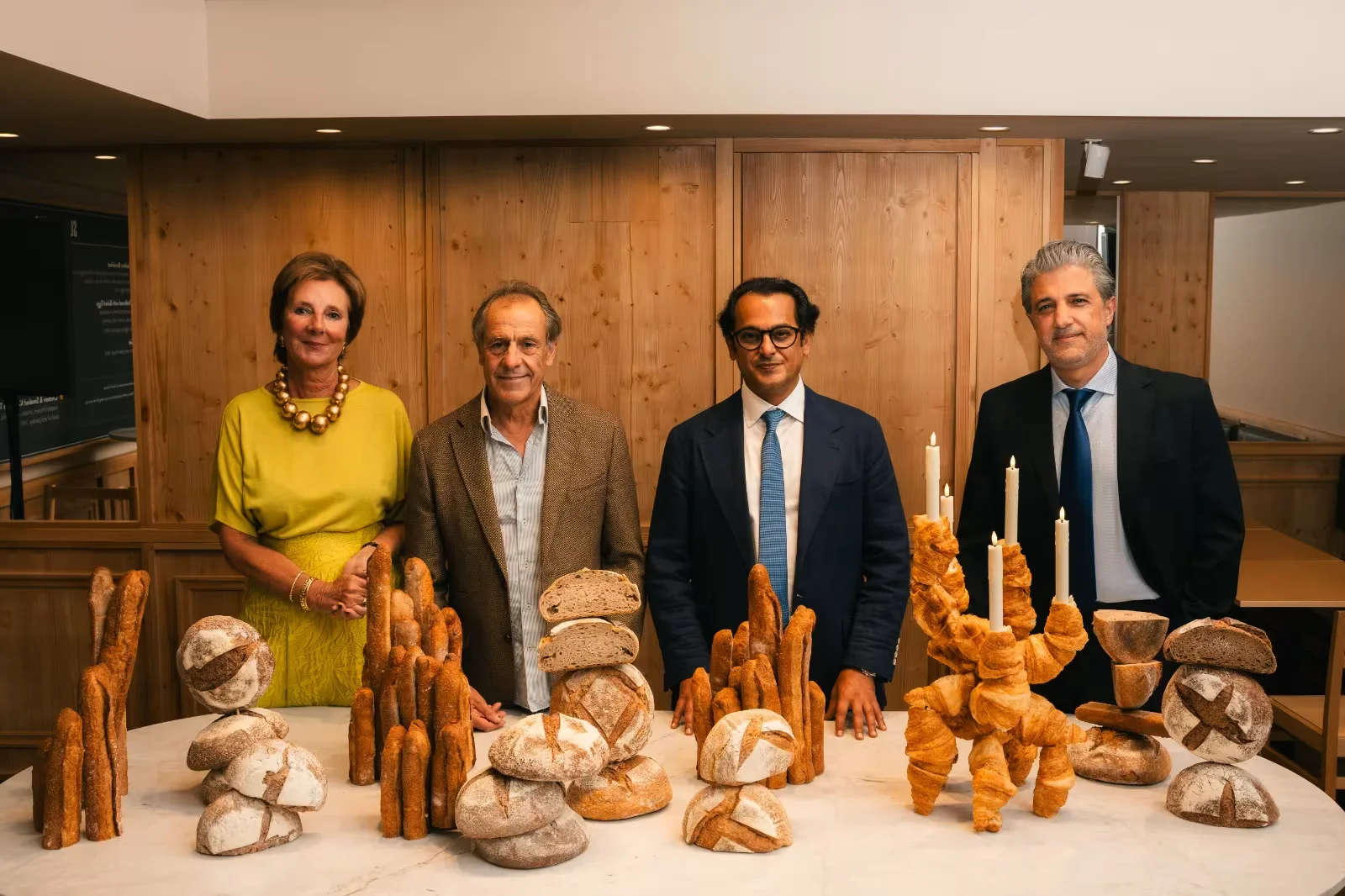 Names from left to right: Annick Van Overstraeten (CEO, Le Pain Quotidien), Alain Coumont (Founder, Le Pain Quotidien), Waleed F.M. ALFEHAID (Chairman & CEO AFiG), Ossama Chaaban (Managing Director & Partner, CEG).