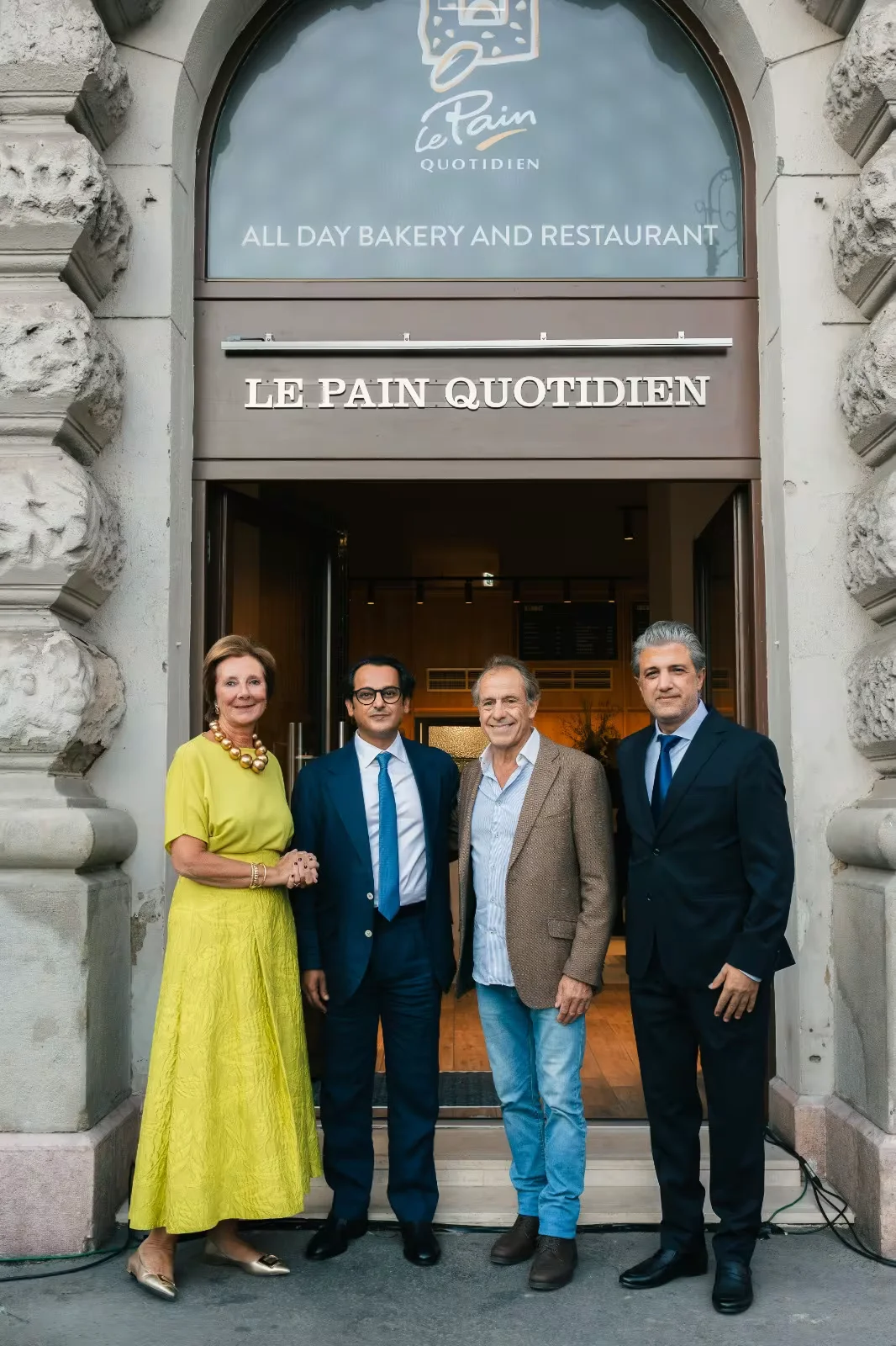 Names from left to right: Annick Van Overstraeten (CEO, Le Pain Quotidien), Waleed F.M. ALFEHAID (Chairman & CEO AFiG), Alain Coumont (Founder, Le Pain Quotidien), Ossama Chaaban (Managing Director & Partner, CEG).